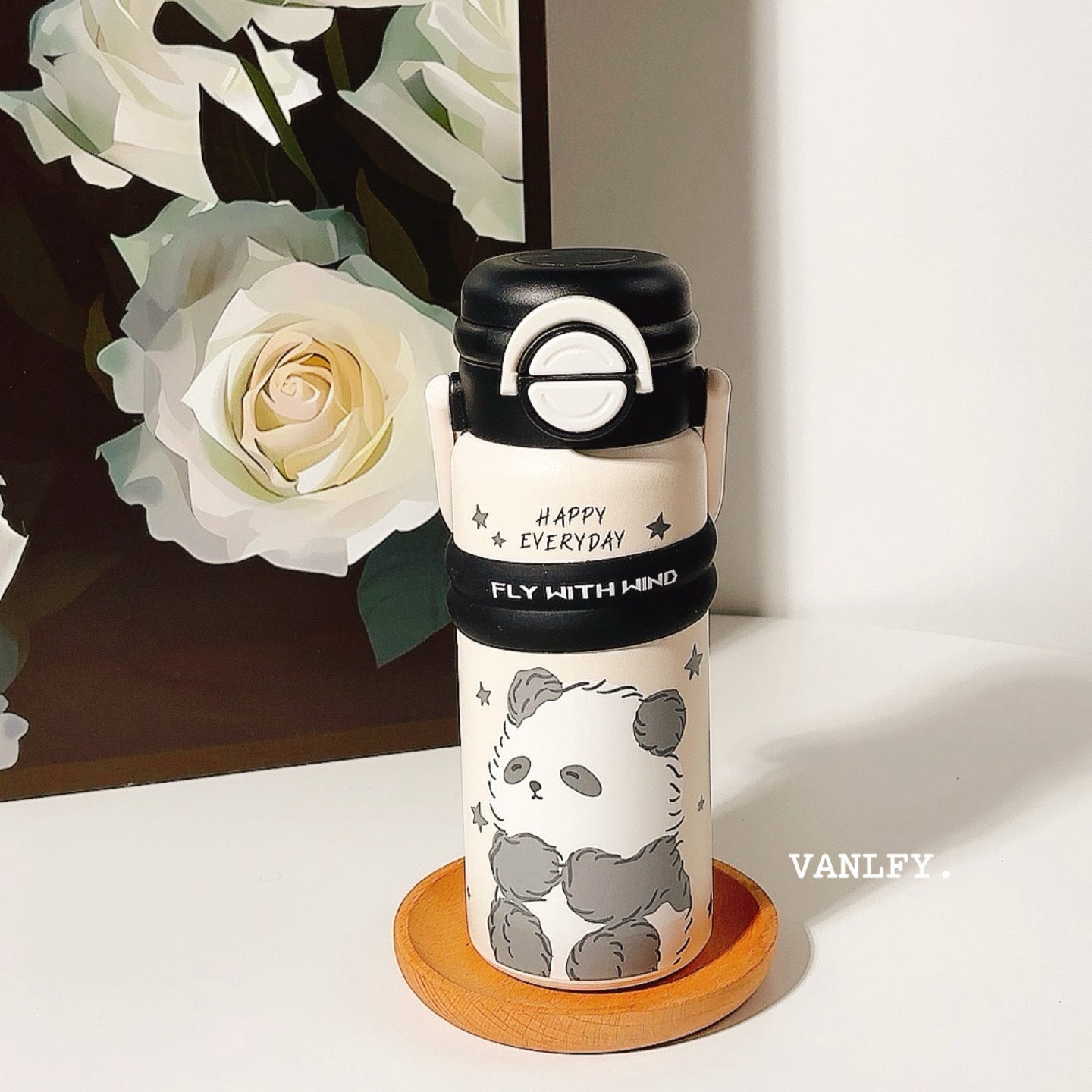 Damen Isolier-Trinkflasche mit praktischem Klappverschluss und niedlichem Tierdesign Brehn