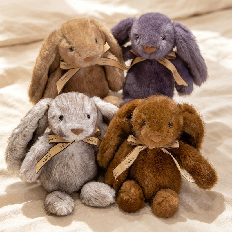 Squat Plush Bunny Cuddle Doll mit langen hängenden Ohren, gewichtetem Boden und Grosgrain-Band Brehn