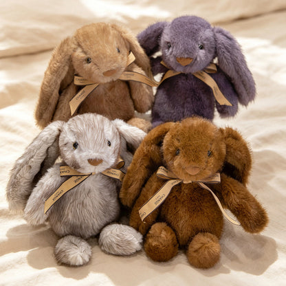 Squat Plush Bunny Cuddle Doll mit langen hängenden Ohren, gewichtetem Boden und Grosgrain-Band Brehn