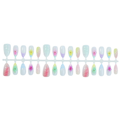 Kunstnagelset mit bunten floralem Design und Glitzerakzenten Brehn