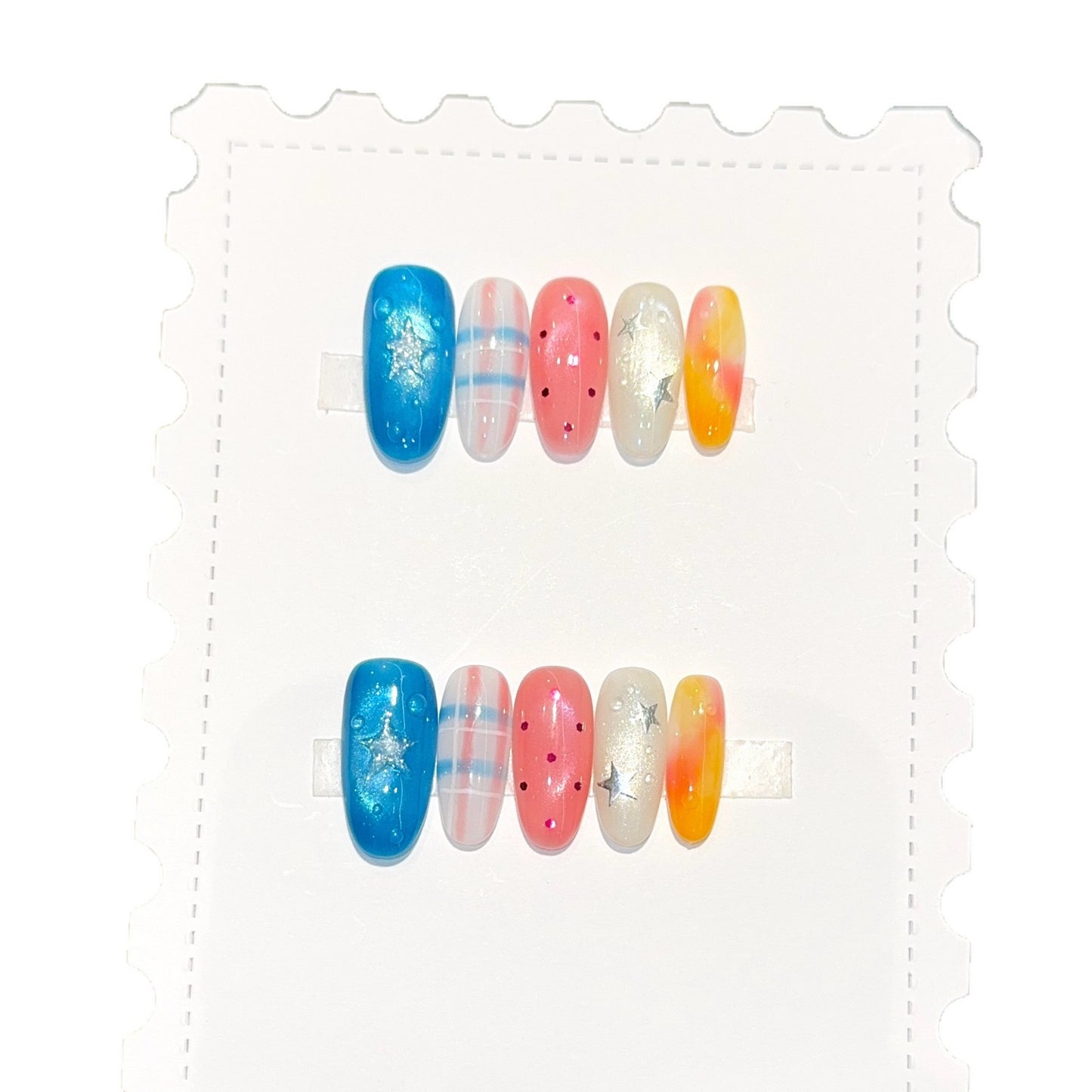 Kreatives Kunstnagelset mit Glitzer- und Sternendesign Brehn