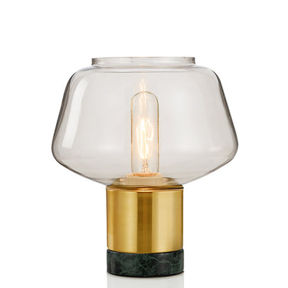 Geometrische Glas Tischlampe mit Messing- und Marmorbasis