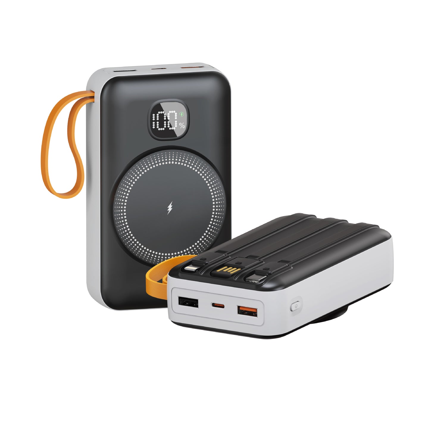 Tragbare Powerbank mit Integrierter Induktiver Schnellladefunktion und Led-Ladestandsanzeige Brehn