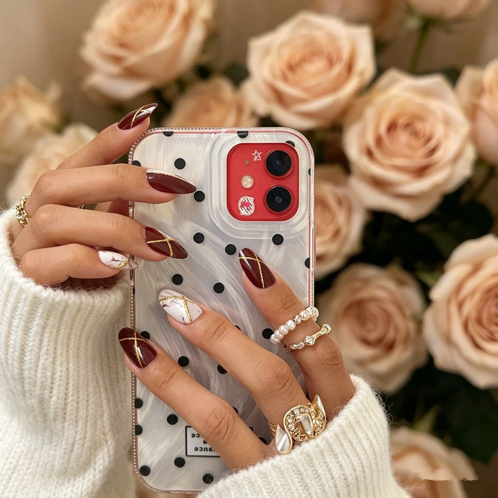 Marmor Effekt Press-On Nagelset
