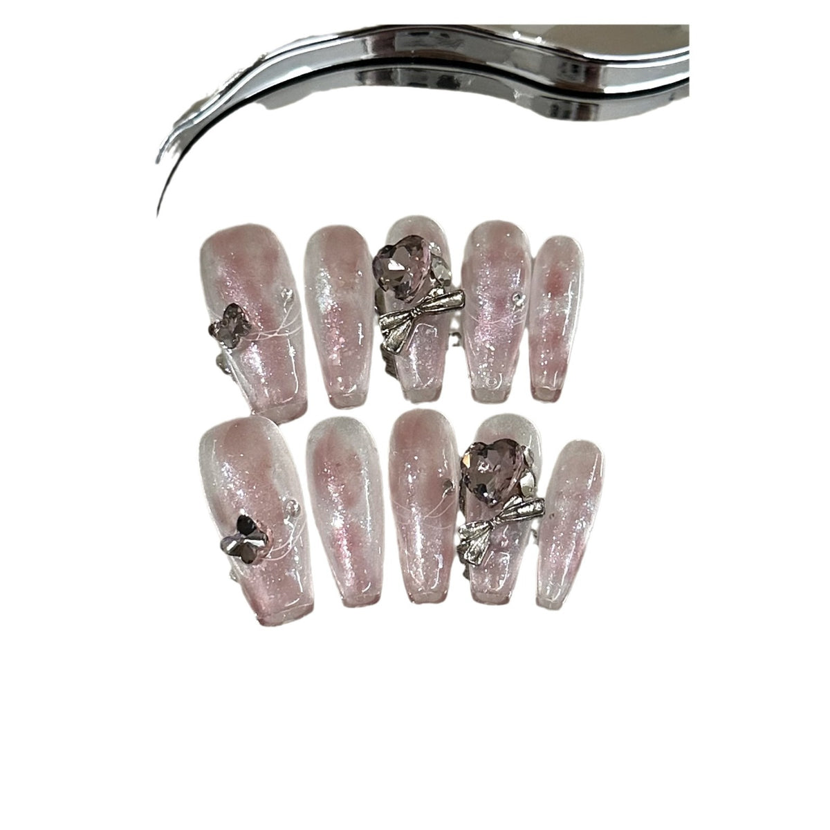 Glamouröse Kristall-verzierte Press-On Nail Set