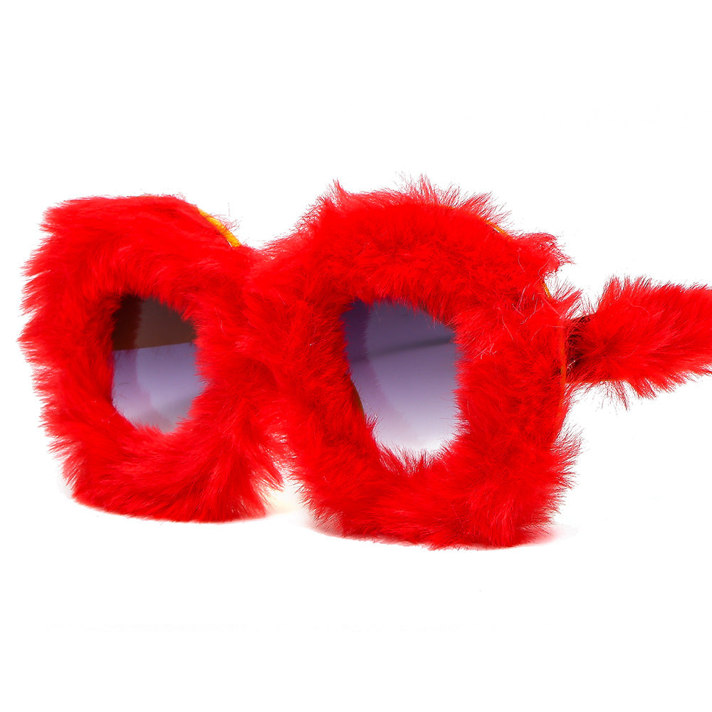Damen auffällige Oversize-Sonnenbrille mit einem einzigartigen Felltouch Brehn