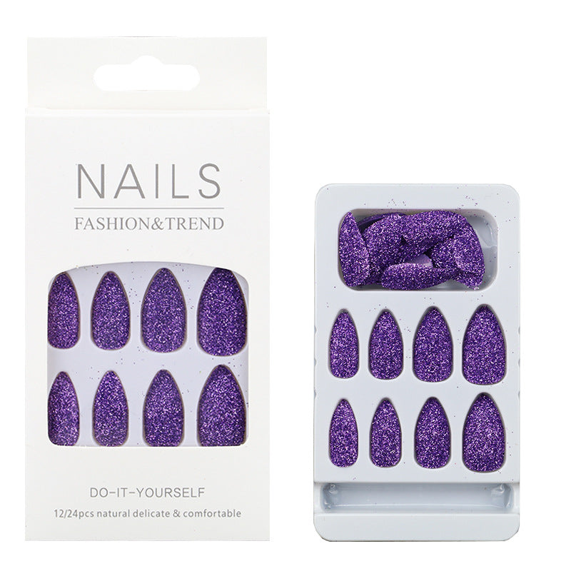 Glitzernde mandelförmige Press-On Nagelspitzen Brehn