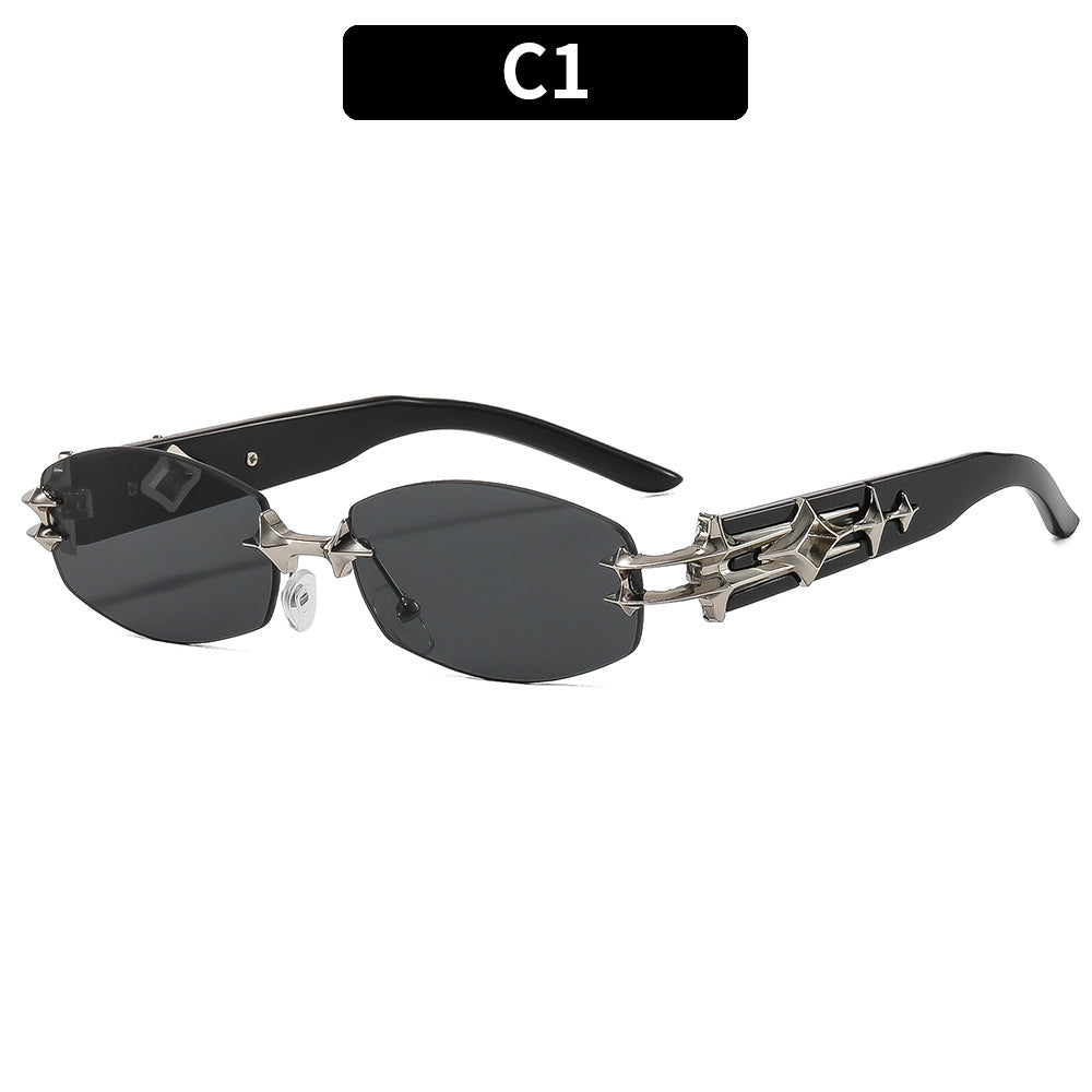 Künstlerische geometrische Metallrahmen Sonnenbrille