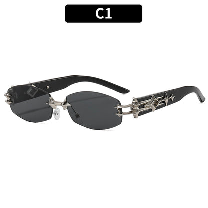 Künstlerische geometrische Metallrahmen Sonnenbrille