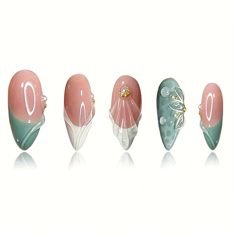 Künstlerische Stiletto Press-On Nägel Brehn