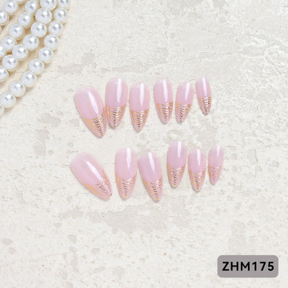 Künstlerisches Press-On-Nagelset mit Kirschblütenmuster Brehn