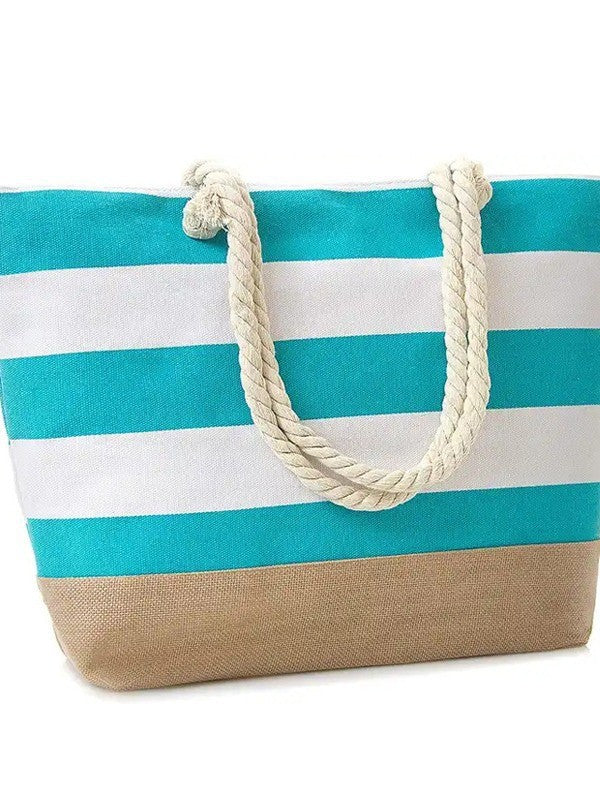 Strandtasche mit Maritimen Streifen und Robusten Seilgriffen Brehn