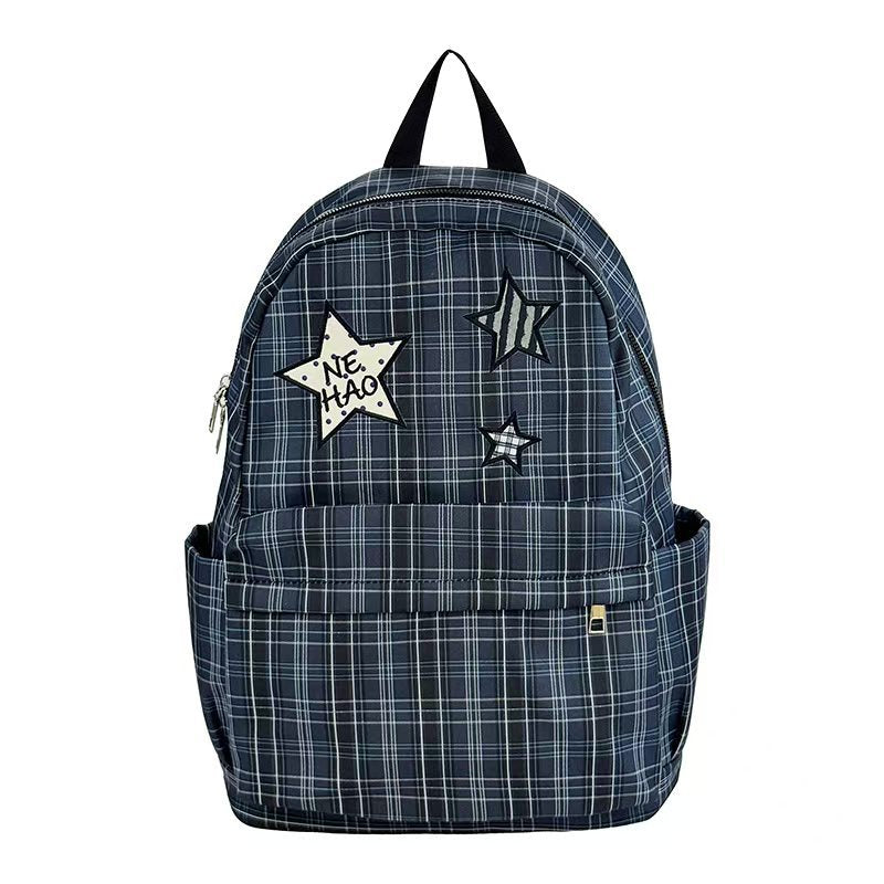 Rucksack mit Modernem Karomuster und Kreativen Sternenapplikationen Brehn