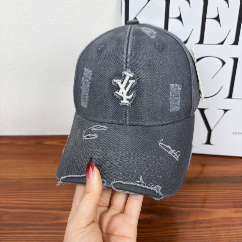 Herren Distressed Denim Verstellbare Baseballmütze Brehn