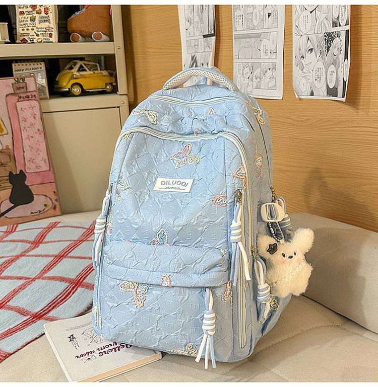 Blumen bestickter robuster Schulrucksack Brehn