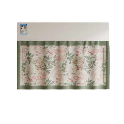 Decorative Air Conditioner Top Dust Cover Curtain with Botanical Bird Print and Pom-Pom Trim