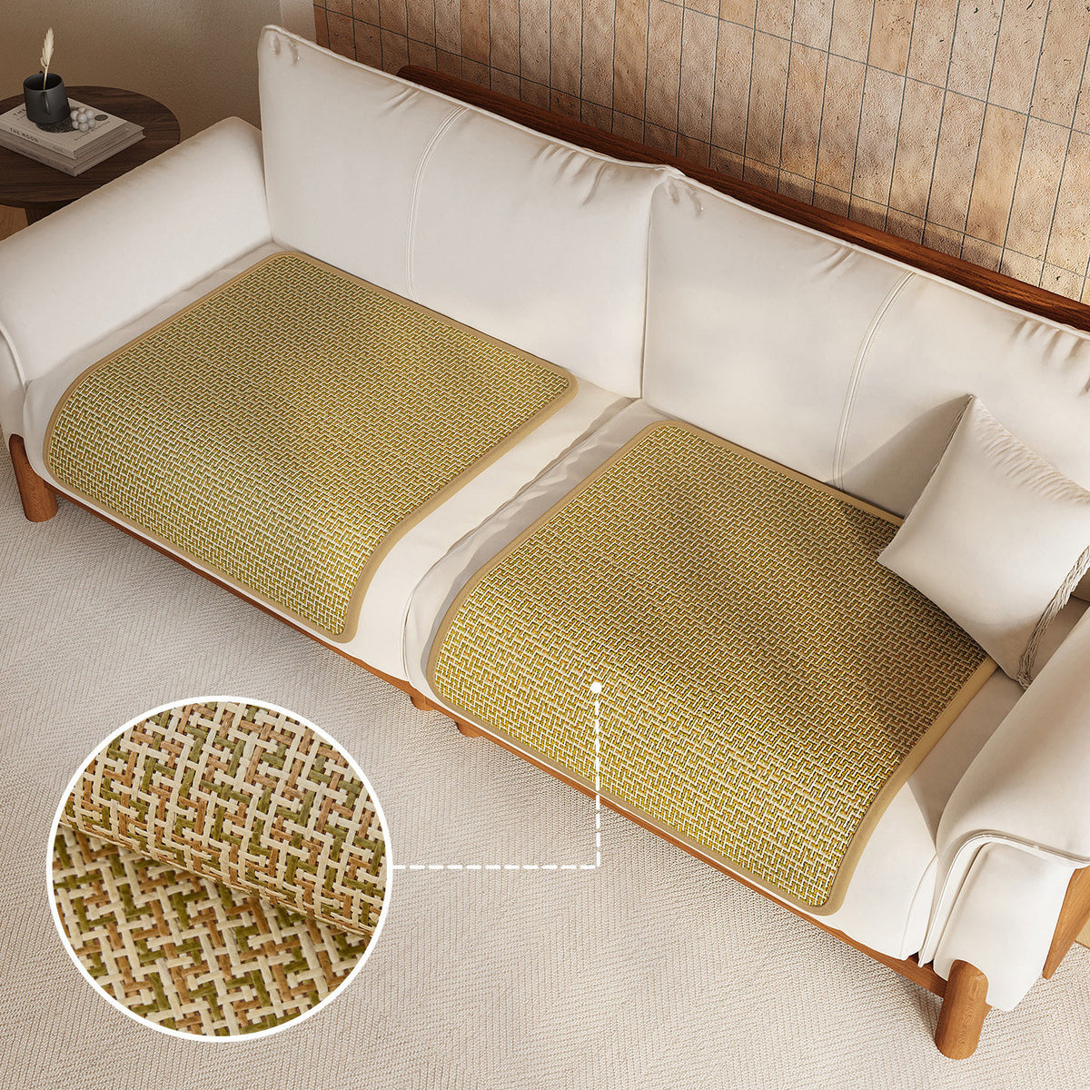 Sofa Seat Woven Breathable Summer Cooling Rattan-Style Protector