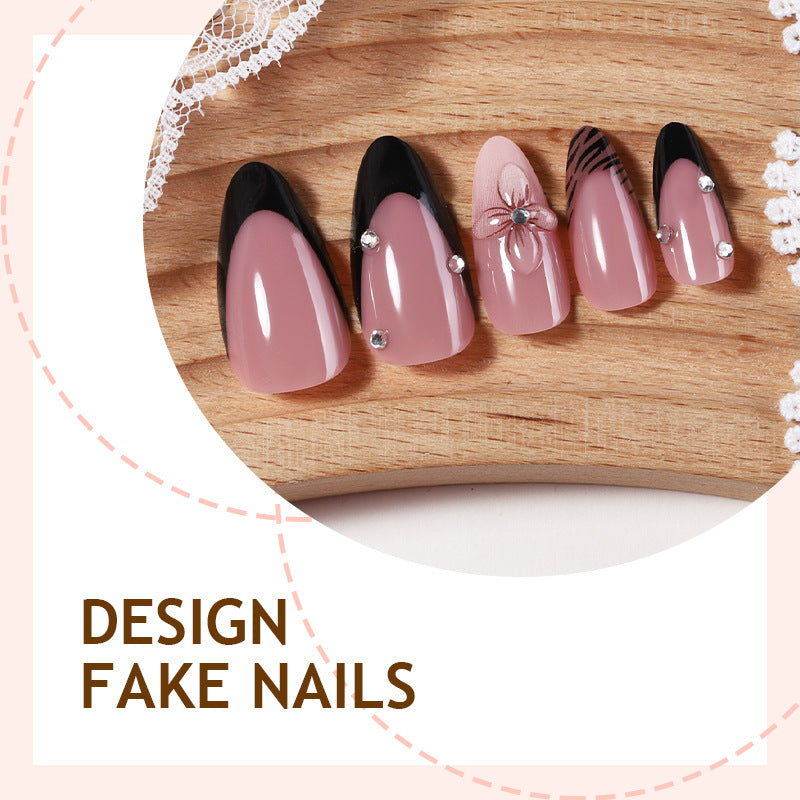 Kunstnagelset mit eleganten Glitzer- und Blumenakzenten Brehn