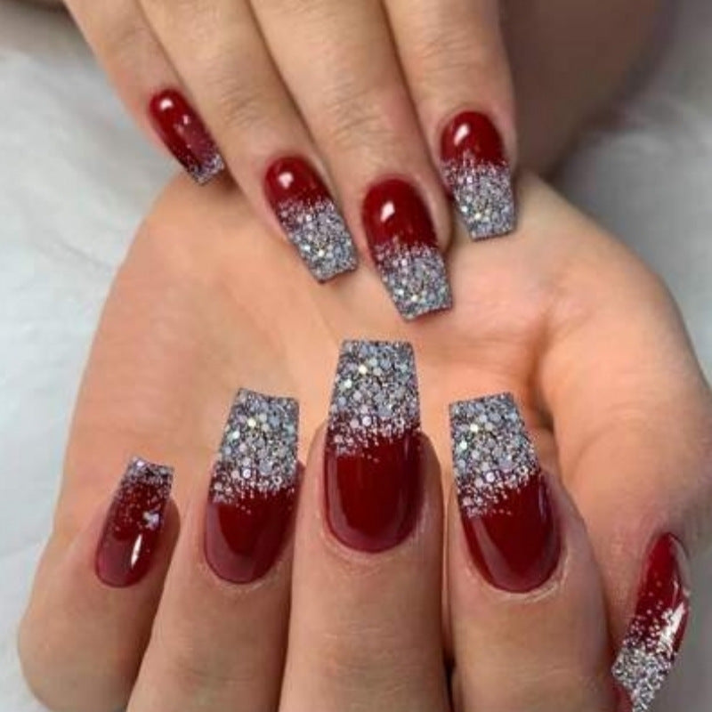 Eleganter Glitzernder Press-On Nail Set Brehn