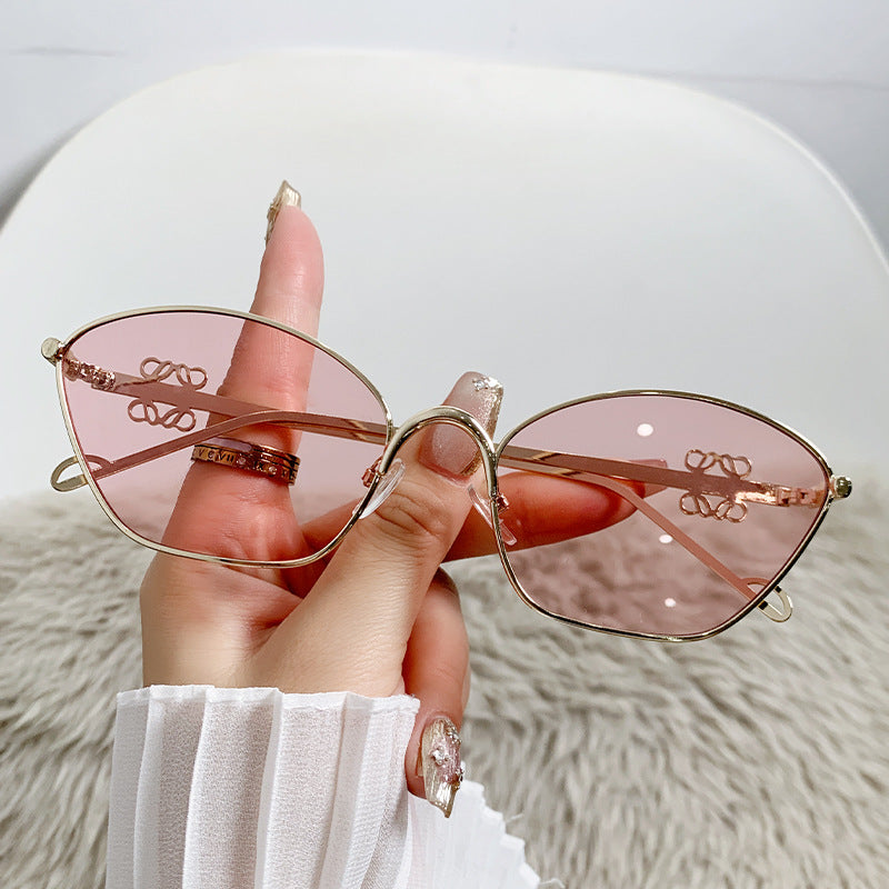 Damen modische Cat-Eye Sonnenbrille mit filigranem Metallrahmen Brehn