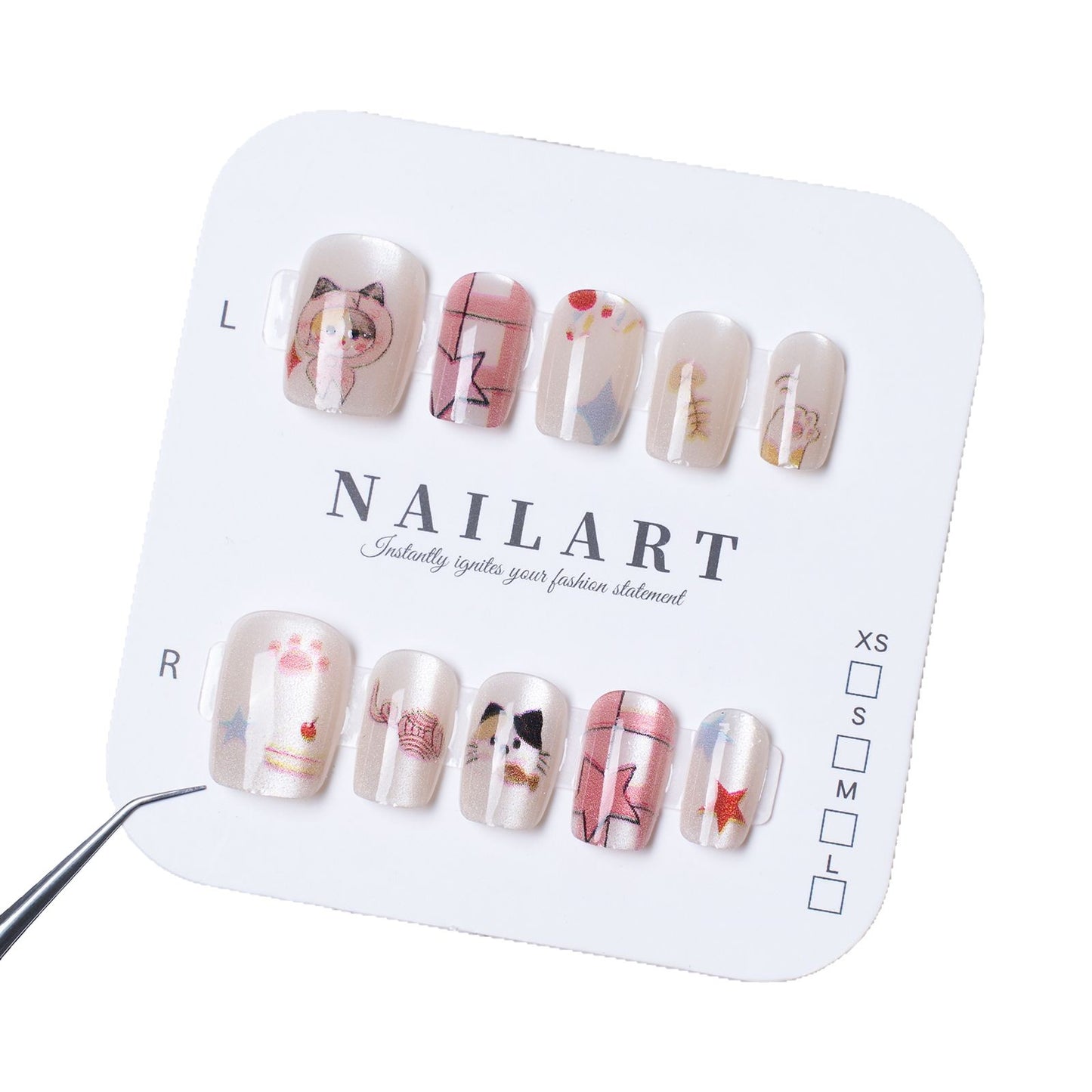 Kreatives Illustratives Press-On Nagelset Brehn