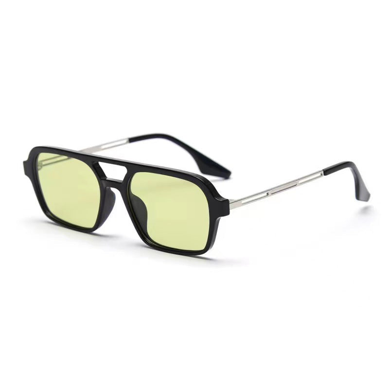 Damen Designer-Sonnenbrille mit elegantem transparentem Rahmen und gelben Gläsern Brehn