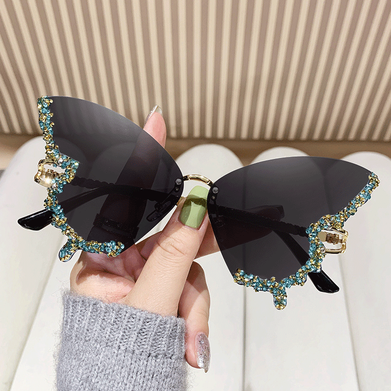 Damen extravagante Sonnenbrille mit funkelndem Butterfly-Design Brehn