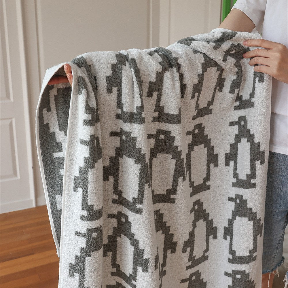 Kuscheldecke mit Teddy-Jacquardmuster und extra-weichem Frottee