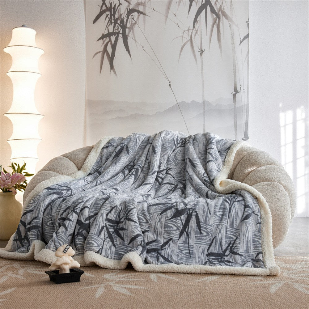 Kuschelige Wendedecke mit Struktur-Jacquard und Sherpa-Futter