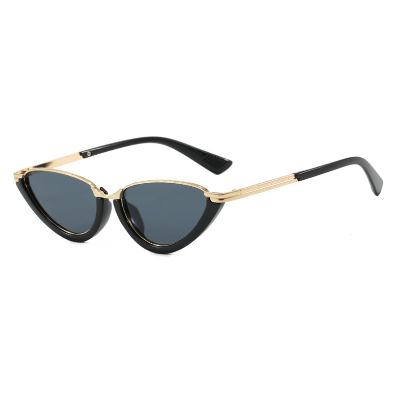 Damen futuristische Cat-Eye Sonnenbrille mit goldenen Akzenten Brehn