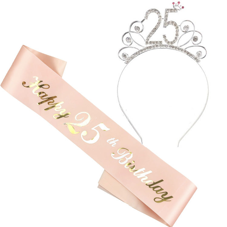 Damen Geburtstags-Tiara und Schärpe Set Brehn