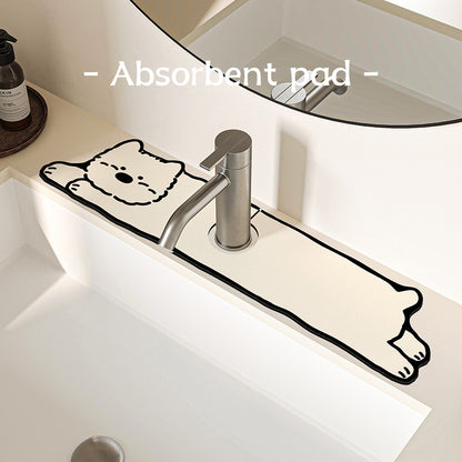 Decorative Silicone Faucet Sink Protector Mat with Dog-Shaped Counter Splash Guard