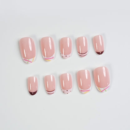 Trendige French Tip Press-On Nägel
