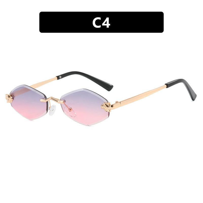 Damen geometrische Sonnenbrille mit doppeltem Metallrahmen und schützenden Gläsern Brehn