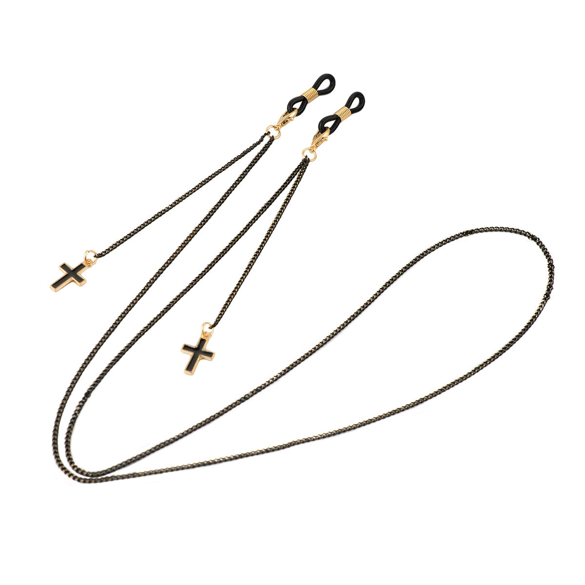 Stylische Perlen Kreuz Anhänger Brille Kette Brehn