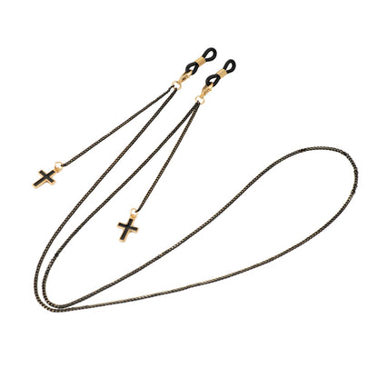 Stylische Perlen Kreuz Anhänger Brille Kette Brehn