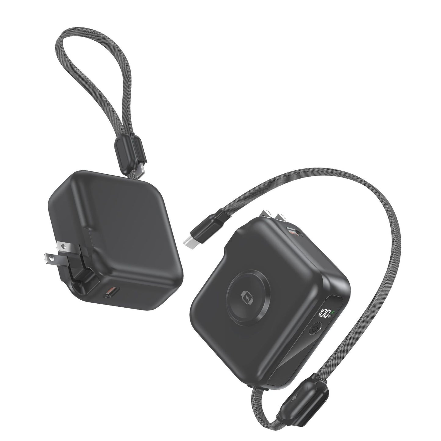 Kompaktes Ladegerät mit Integriertem Usb-C-Kabel und Digitalem Display Brehn
