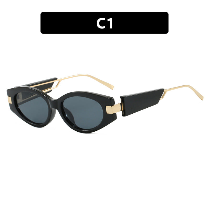 Damen elegante Cat-Eye Sonnenbrille mit goldenen Akzenten Brehn