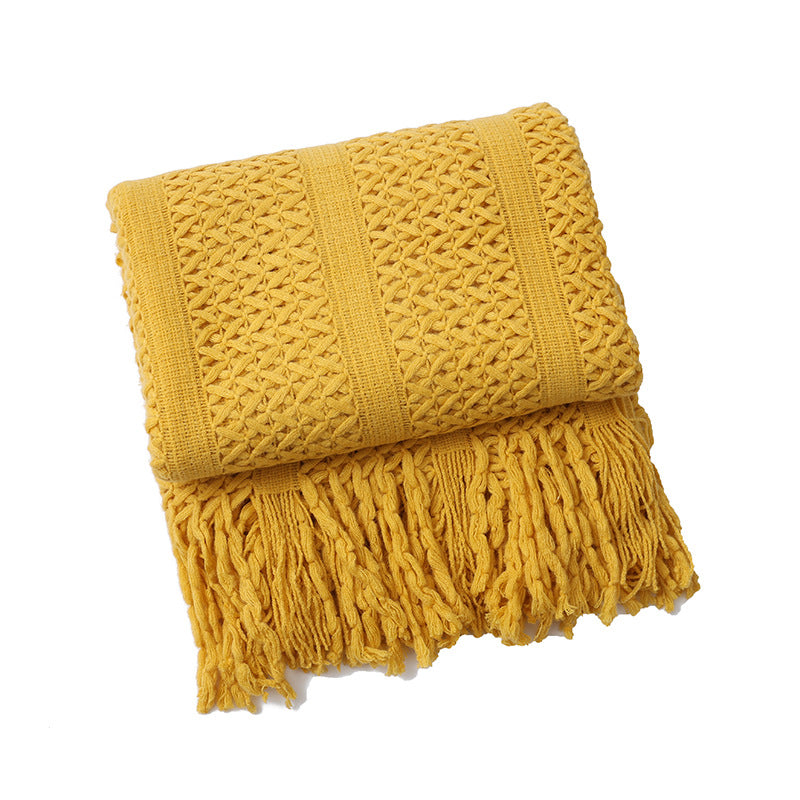 Damen gestrickte Wohndecke mit Fransen Brehn