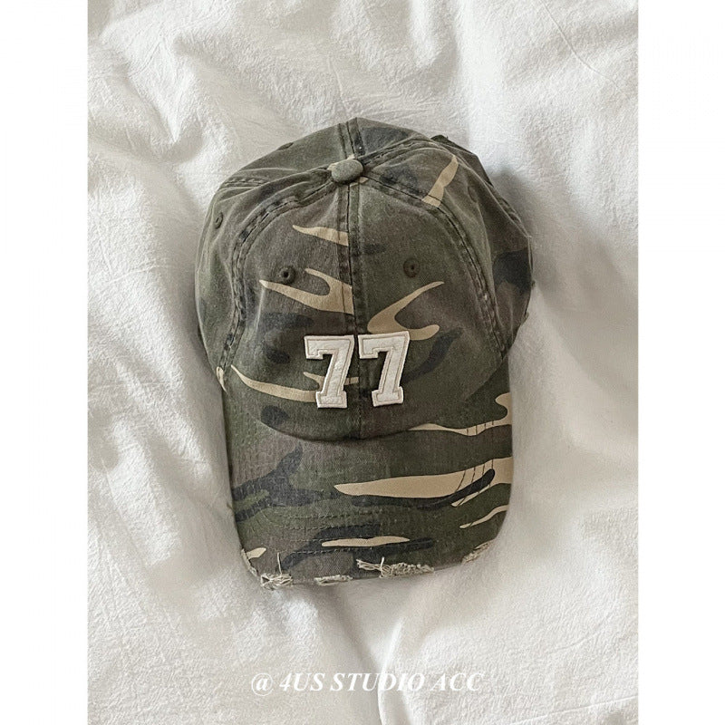 Damen Distressed Camouflage Baseball Cap Brehn