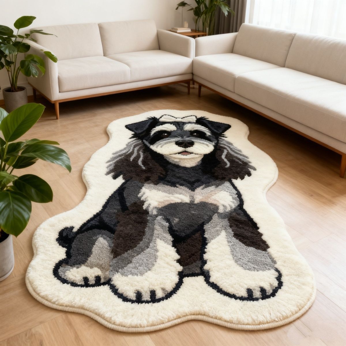 Niedlicher katzenmotivierter, plüschiger Teppich