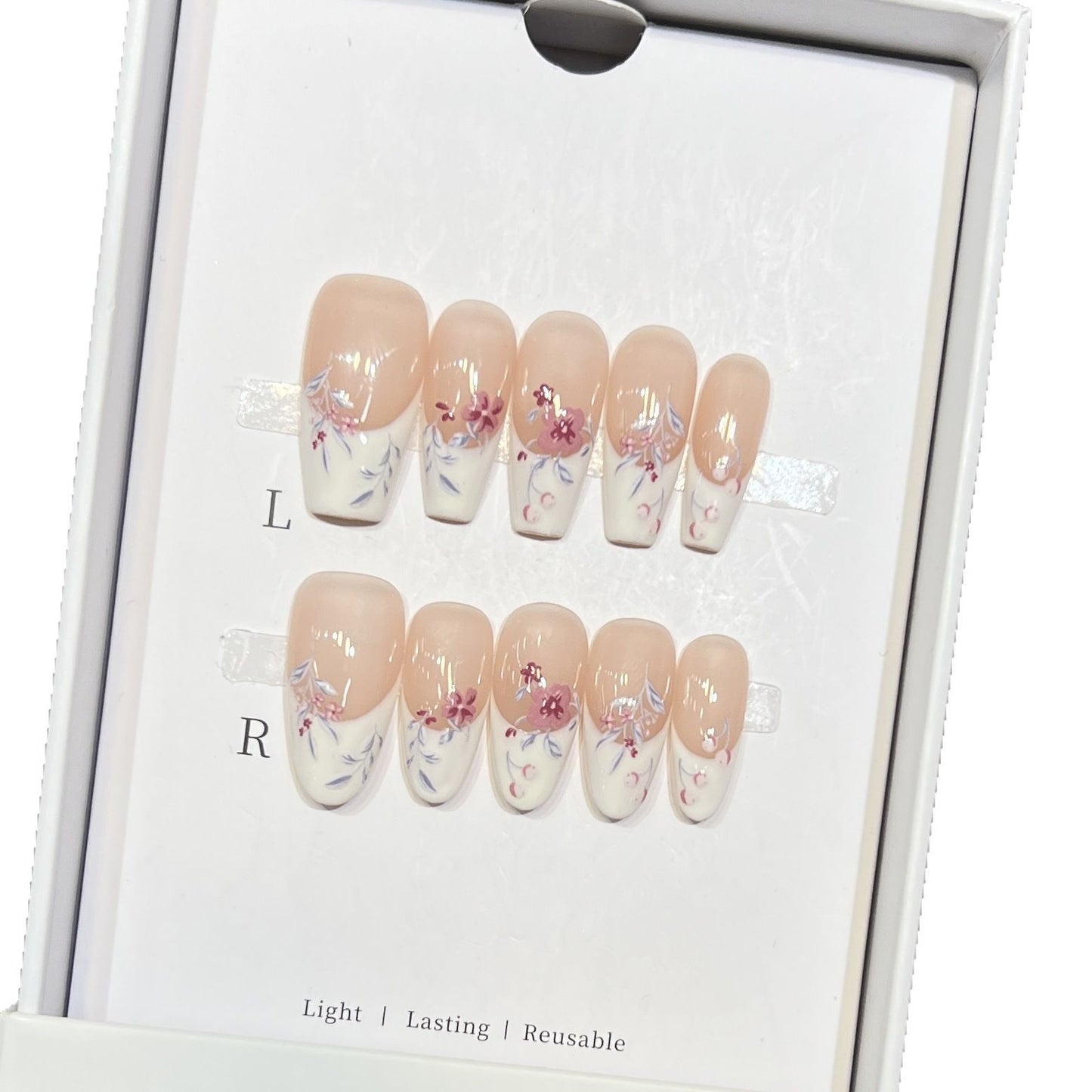 Floral Design Stiletto Press-On Nails Brehn