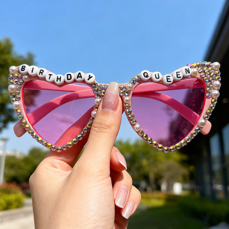 Dekorative mit Strass verziert Herzförmige Sonnenbrille Brehn