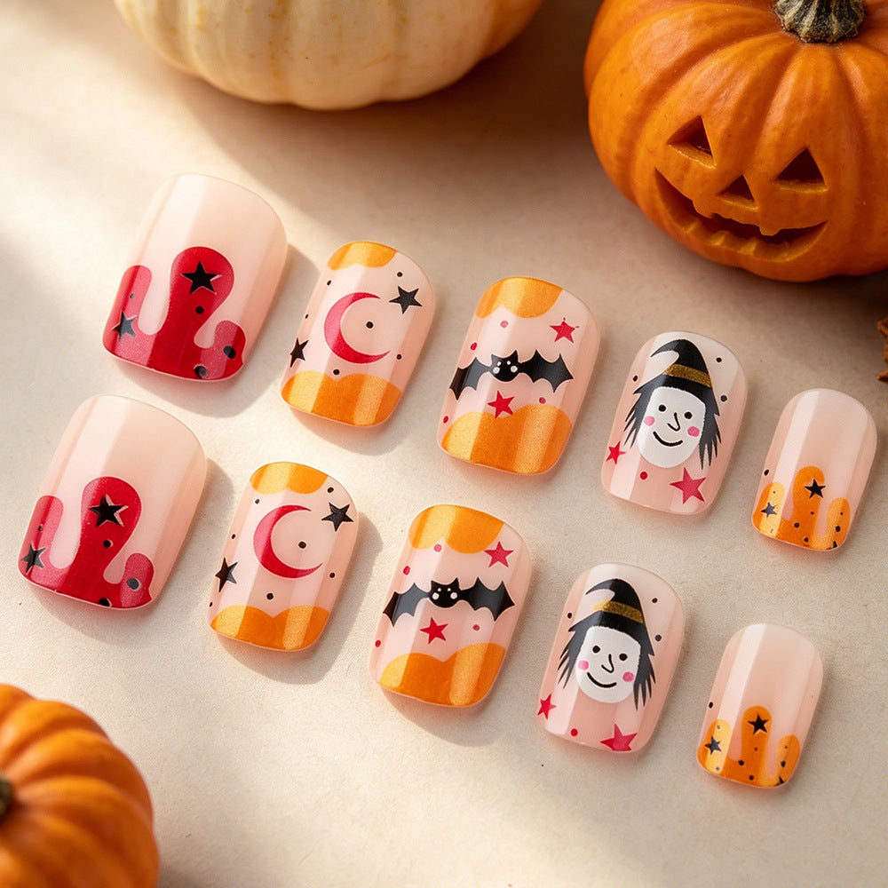 Verspielt Halloween-Themen Press-On Nagelkunst Set Brehn