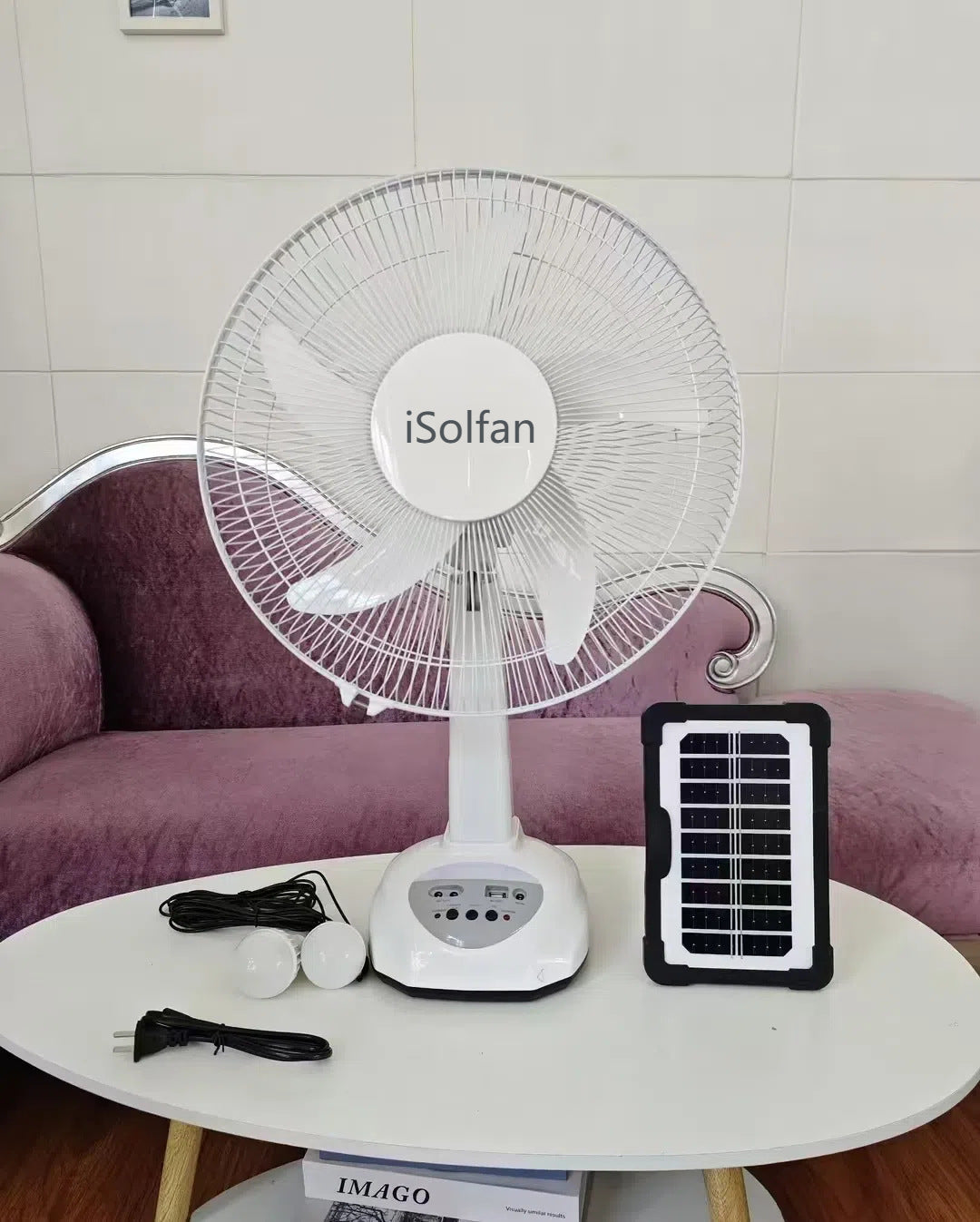 Damen tragbarer Solarventilator mit integriertem LED-Licht und Fernbedienung Brehn