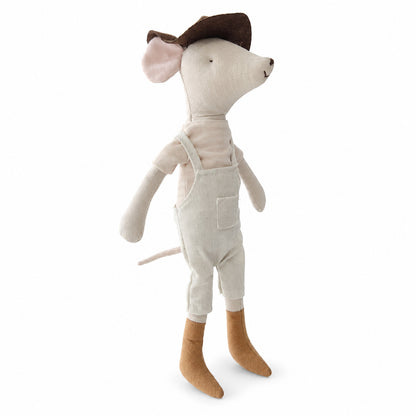 Handgefertigte Baumwolle Maus Puppe mit gehäkeltem Blumenkleid
