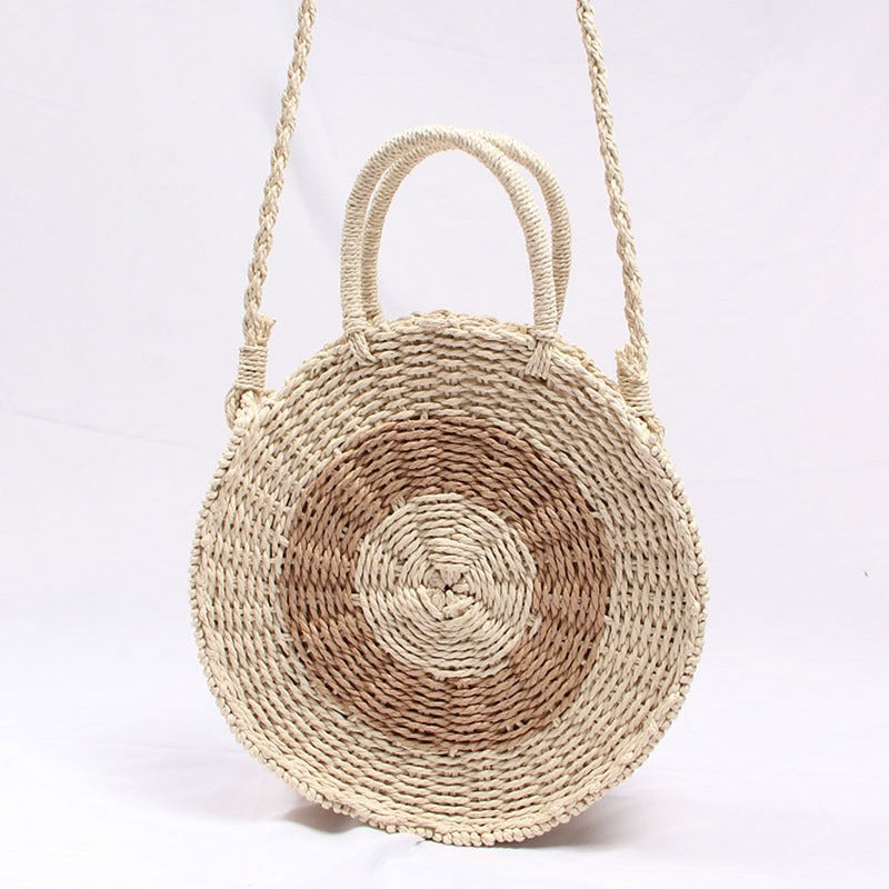 Handgefertigte Runde Basttasche Brehn
