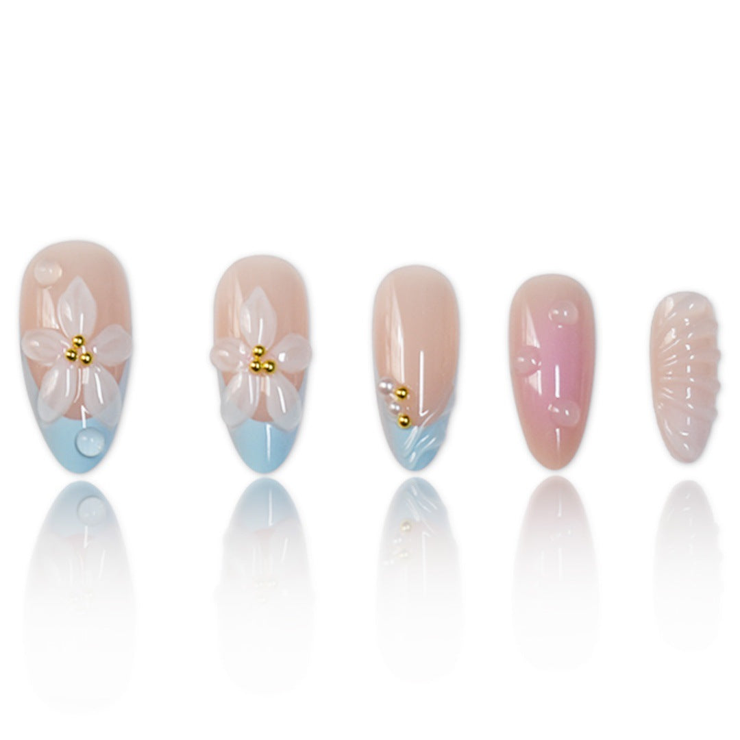 Künstlerisches florales Design Press-On Nagelset Brehn