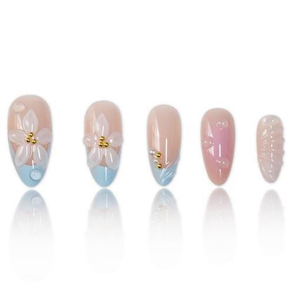 Künstlerisches florales Design Press-On Nagelset Brehn