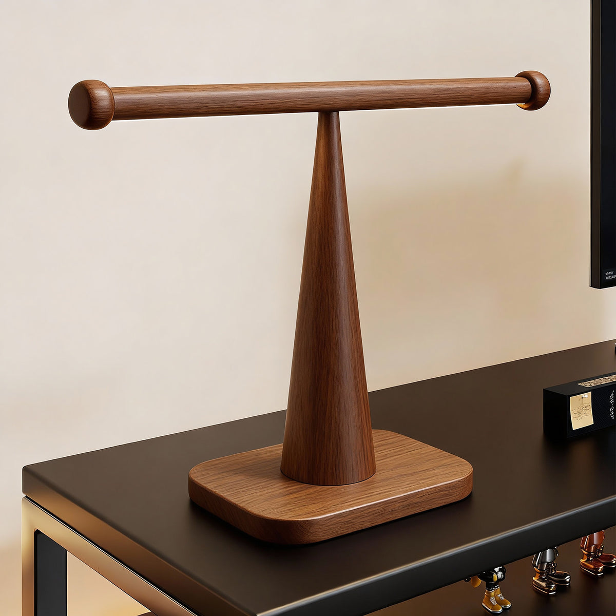 Holz T-Bar Halsketten- und Armband-Display-Ständer mit stabilem rechteckigem Sockel